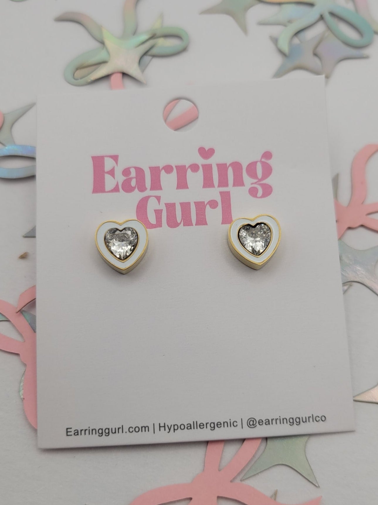 April "Diamond" Heart Flatback Stud