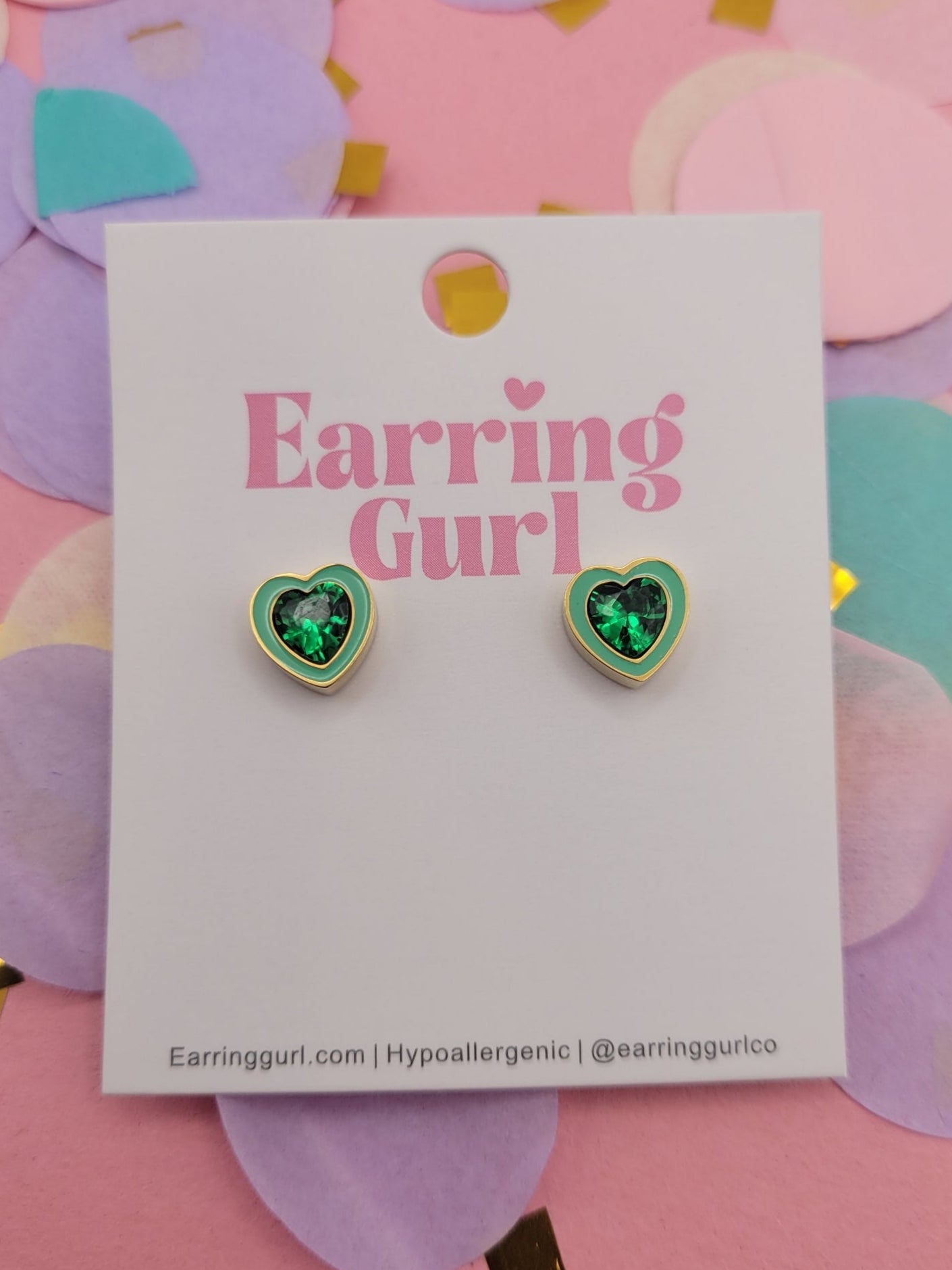 May "Emerald" Heart Flatback Stud